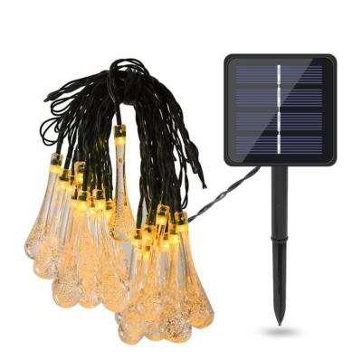 China Customized length string light ip65 led waterproof led solar power raindrop string light for sale