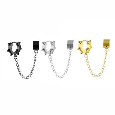 China Men's Street Rock Long Chain Huggies Punk Piercing Earrings For Women Cut Earring Hip Hop Punk Piercing Jewelry for sale