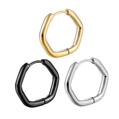 China Punk The Best Quality Geometric Hexagon Circle Smooth Stud Earrings For Women Jewelry Earings for sale