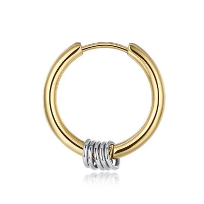 China Manufacturer New Punk Dragon Pattern Gold Stainless Steel Hip Circle Hoop Earrings for sale