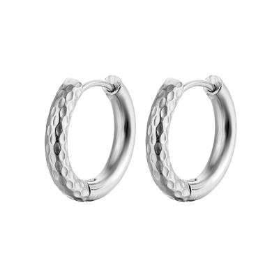 China Design Stainless Steel Hoop Earrings Jewelry Punk Professional Embossing Anti-allergic Earring for sale