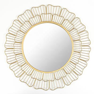 China Large Size Gold Living Room Mirror Wall Mirror Modern Gold Mirror Nordic Decorative Round Frame Wholesale Minimalist Metal for sale