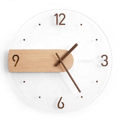 China Nordic Simple Antique Wooden Modern Acrylic Wall Clock Creativity Style Living Room Wall Decoration Home Wall Clocks for sale