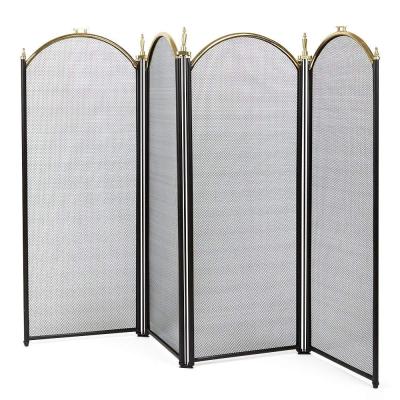 China Firewood Storage Firewood Storage Fireplace 4 Position Decorative Door Mesh Solid Infant Safety Guard Spark Screen for sale