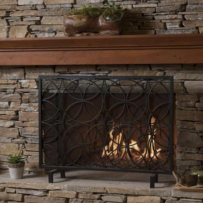 China Firewood storage Amazon board living room ironwork face fireplace screen decoration/lock single black for sale