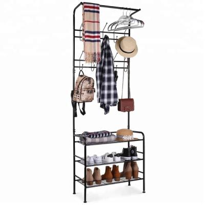 China Durable Entryway Metal Standing Coat Shoe Rack Storage Bench for sale