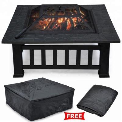 China Outdoor Patio Garden Backyard Metal Stove Fire Pit With Square Heating Cover for sale