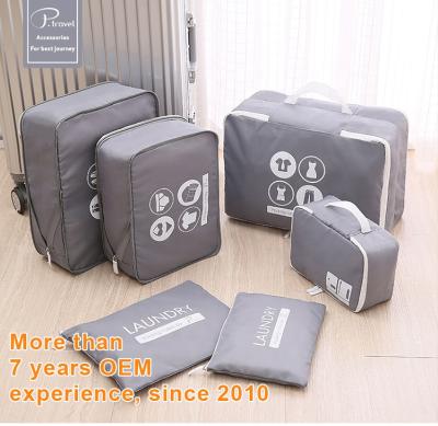 China Convenient P.travel 6 Piece Per Cube Set Tote Of Luggage Tote Cubes With Laundry Bag for sale