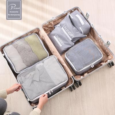 China 6pc Travel Luggage Organizers Compression Packing Cubes Compression Packing Cubes PVC Bag Save Luggage Storage Space for sale