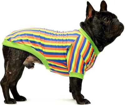 China New-Fashion Striped Cotton Dog Shirt For Pet Clothes Puppy T-shirts Cat Tee Breathable Stretchy Blue Green for sale