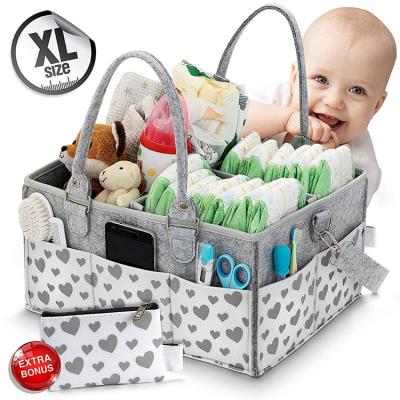 China Water Resistant Baby Diaper Cart Organizer Large Cotton Rope Nursery Storage Bin Basket with Inserts Removable Foldable Tote Bag Car Organizer for sale