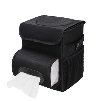 China Portable Car Waste Bag Car Waste Bag Waterproof Back Seat Organizer Trash Bin With Storage Pockets for sale