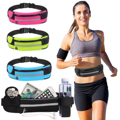 China Water Proof Outdoor Waterproof Rise Recycling Running Belt For Women And Men Sport Fanny Pack Waist Bag With Water Bottle Holder for sale