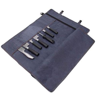 China Multifuction Tool Bags Canvas Chef Tool Kit Knife Roll Storage Bag High Quality Leather Waxed Bag for sale