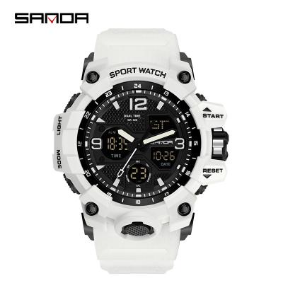 China Automatic Date SANDA 6030 Fashion Men Watches Male Relogio Masculino Sports G Style White Shock LED Digital Watch 50M Waterproof Watch S Clock for sale