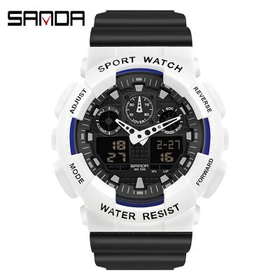 China New Date SANDA 3099 Top Brand Men's Women Automatic Watch Luxury Double Dial Electronic Wrist Watch Shockproof Waterproof Clock Led Light Watches for sale