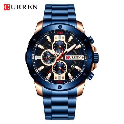 China Sporty date CURREN 8336 men's watches stainless steel band quartz wristwatch chronograph fashion military automatic clock waterproof for sale