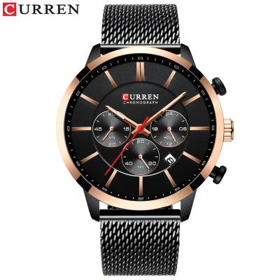 China CURREN 8340 Automatic Date Watch Men Fashion Business Watch Men's Quartz Casual Waterproof Wristwatch Blue Steel Clock for sale