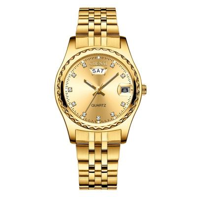 China CHENXI 8204 fashion stainless steel Japan quartz hand automatic gold watch new luxury couples watch for sale