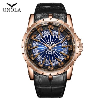 China New Designer Luxury Watch Automatic Waterproof Classic Luxury Watch Genuine Leather Hot Selling Quartz Movement Men's Custom Date ONOLA 3809 Watch for sale