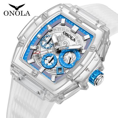 China Newest Style Men Quartz Automatic Date ONOLA 6811 Simple For Men Wristwatch Silicone Fashion Waterproof Sports Watch Casual Unique Watches for sale