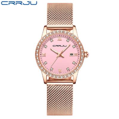 China Automatic Date CRRJU 2186 Fashion Ladies Watches Crystal Diamond Women Quartz Strap Luxury Wrist Watch Relogio Feminino for sale