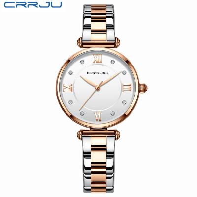 China CRRJU 2178 automatic date fashion luxury blue watch for women quartz ladies stainless steel watch casual waterproof relogio feminino for sale