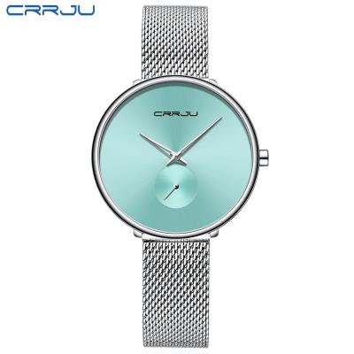 China Automatic Date CRRJU 2165Luxury Women Watches Women Fashion Mesh Wristwatch Ladies Watch Female Quartz Watch Steel Casual Clock Women for sale