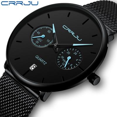 China Full Date CRRJU 2162 Steel Casual Waterproof Watch For Man Sport Quartz Watch Mens Dress Calendar Relogio Masculino Watch for sale