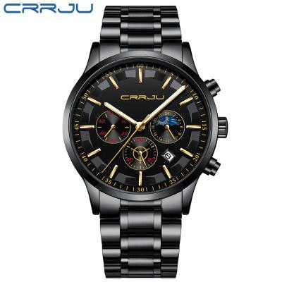 China Wholesale CRRJU 2260 Automatic Date Watch Men Sport Clock Fashion Business Luxury Wristwatches Waterproof Stainless Steel Quartz Watch for sale