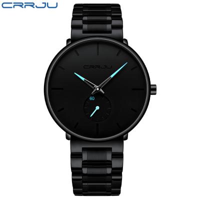 China CRRJU 2150 Automatic Date Brand Stainless Steel Clocks Luxury Waterproof Men Watch Business Quartz Clock Relogio Masculino Wristwatch for sale