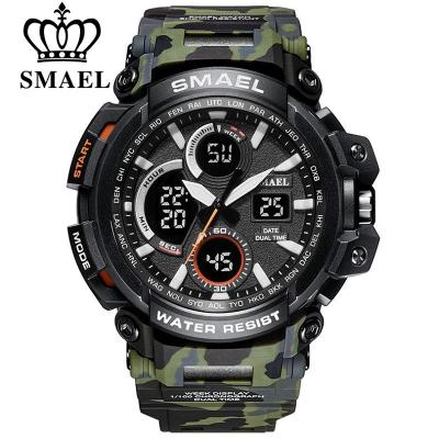 China Digital Date SMAEL 1708 Boys Quartz Movement Double Time Automatic Military Watch Analog Display Rubber Waterproof Mens Watches for sale