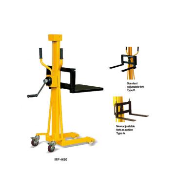 China AMF Series Widely Used Capacity 120KG Mini Hand Winch Fork Lift Stacker for sale