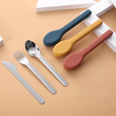 China Disposable Portable Stainless Steel Cutlery Set Travel Reusable Cutlery Set With Silicone Case for sale