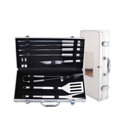 China 13pcs Easily Cleaned GRILL ENTIRE Stainless Steel Tool Kit Grill Tools Accessories BBQ Set with Aluminum Box for sale