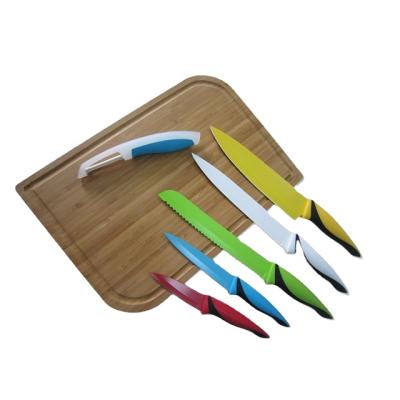 China 6pcs Disposable High Quality Non-Stick Colorful Coating Stainless Steel Chef Knife Set Kitchen Knife Set for sale