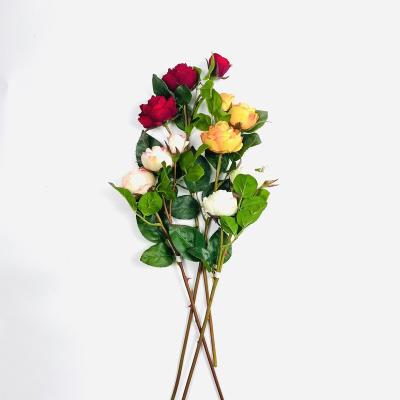 China Trendy gift/home decor 2021 most popular home table decoration bride high quality rose artificial flowers real touch for sale