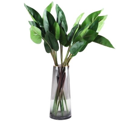 China Sustainable& Eco-friendly& seasonal wholesale home gift/decor plant decor greenery decoration accessories simulation flowers artificial 4 head green water taro leaves for sale