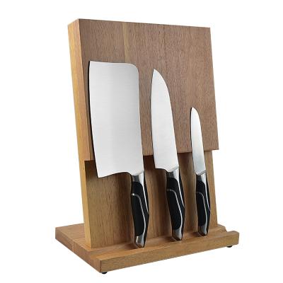 China Good Quality Multi-Use Disposable Natural Knife Set With Rubber Wooden Knife Holder For Kitchen for sale