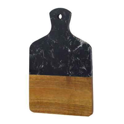 China Minimalist Home Kitchen Marble Multi-Use Wooden Cutting Board With Handle for sale