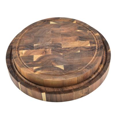 China Custom Disposable High Quality Natural Acacia Wood Panel Circle Cutting Board For Kitchen for sale