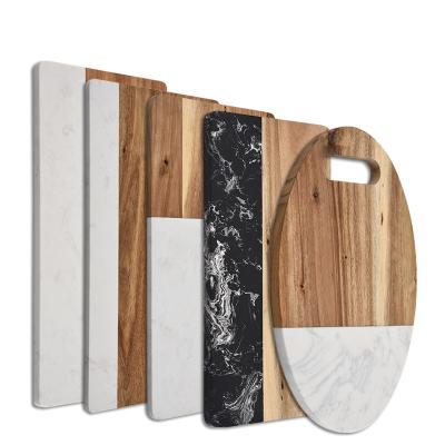 China Disposable eco-friendly wooden +marble cutting board custom made acacia wood kitchen tool kit for sale