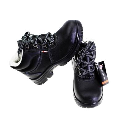 China Steel Toe Cap Steel Base Black Leather Iron Toe Wool (200J Resistant) Striping Work Safety Shoes Warm Winter Te koop