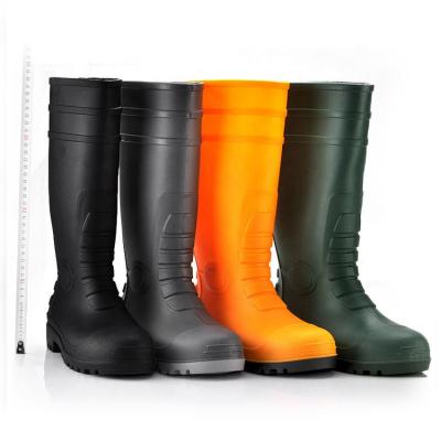 China Jelly Pvc Black Safety Rubber Boots Mens PVC Farm Work Standard Rain Boots Steel Toe CE Construction Knee Rain Boots With Steel Toe à venda