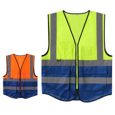 China High Visible Vest Wholesale Hi Visible Orange And Blue Construction Safety Reflective Vest For Safety Work Clothing for sale