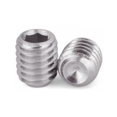 China 304 316 HEX DIN916 Stainless Steel Socket Set Screw Cup Cone Point Allen Worm Screws for sale