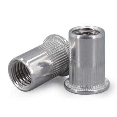 China High quality 304/316 sheet metalworking stainless steel m6 head flat thread rivet knurled nut for sale