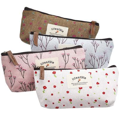 China Personalized Small Travel Brush Accessories Organizer Cotton Floral Makeup Pouch Cosmetic Bag for sale