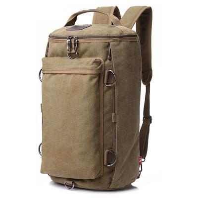 China Durable Multifunctional Solid Color Canvas Men's Sports Travel Outdoor Tactical Rucksack Military Canvas Duffel Bags Increasing Rucksack for sale