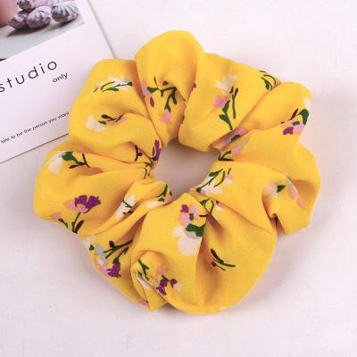 China Custom Large Retro Beautiful Pineapple Flower Chiffon Ponytail Holder Elastic Hair Scrunchies Durable Cute Floral Hair Scrunchies Accessories for sale